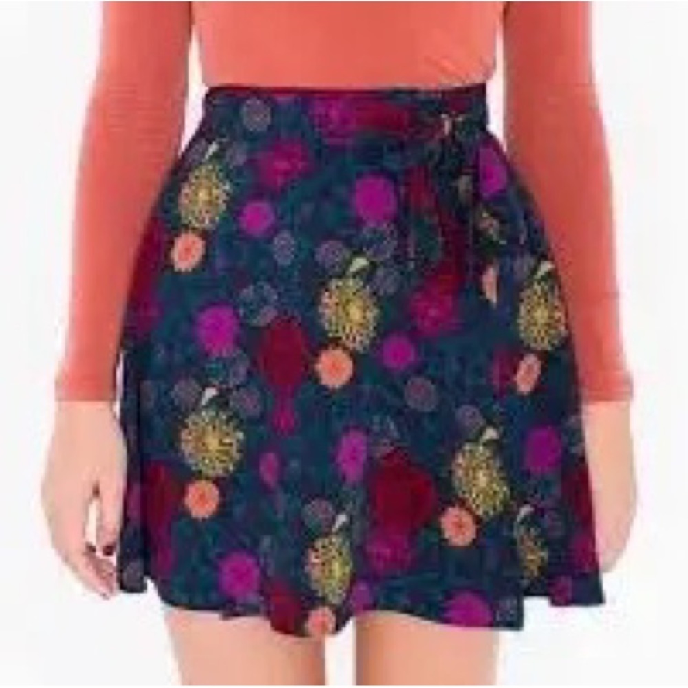 American Apparel nightbloom floral skater skirt XS/S blue/green/magenta/Y2K